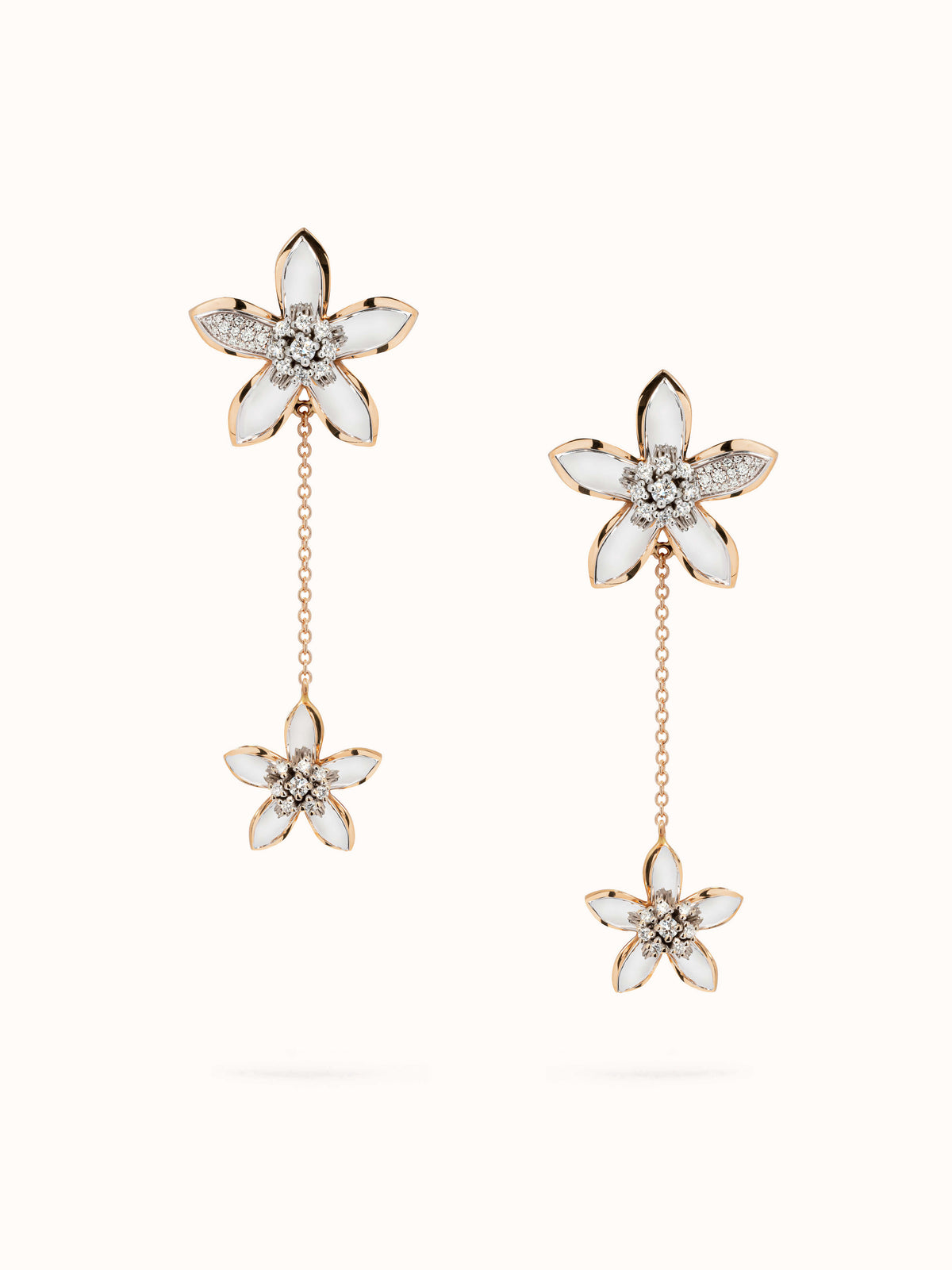Amalfi 18Kt White and Rose Gold Single Flower Stud Earrings
