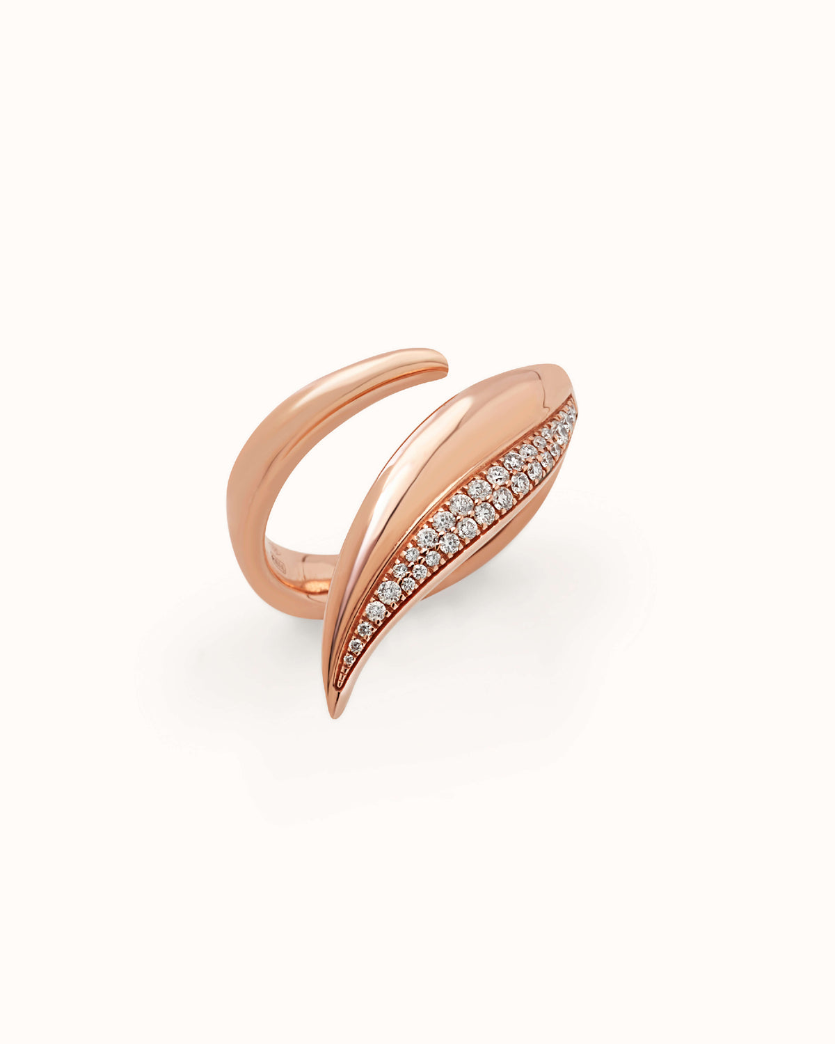 Ulivo 18Kt Rose Gold Single Leaf Ring