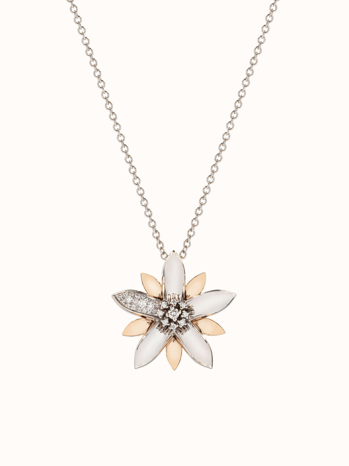 Amalfi 18Kt White and Rose Gold Single Flower Pendant