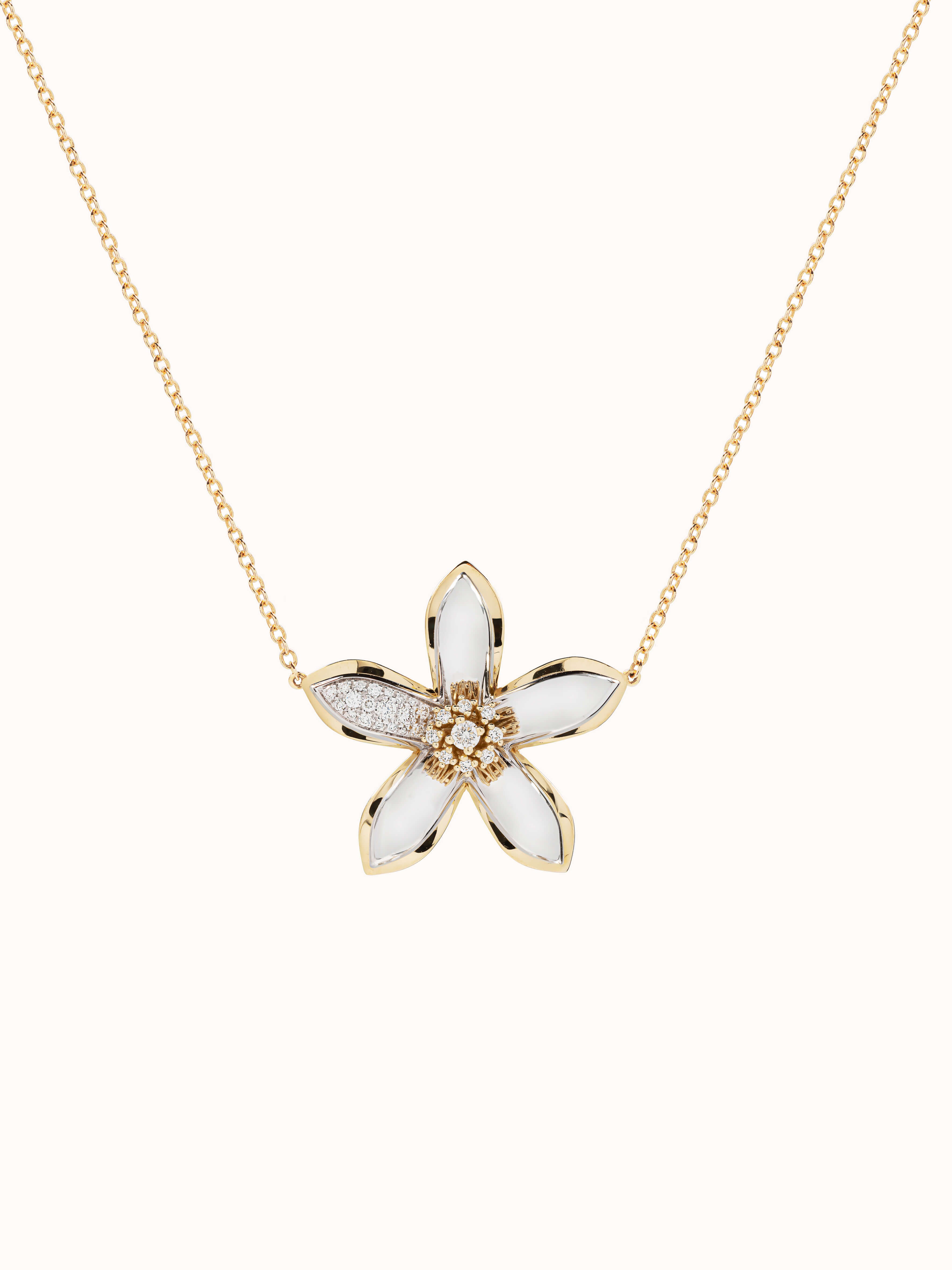 Amalfi 18Kt White and Yellow Gold Three Flowers Pendant