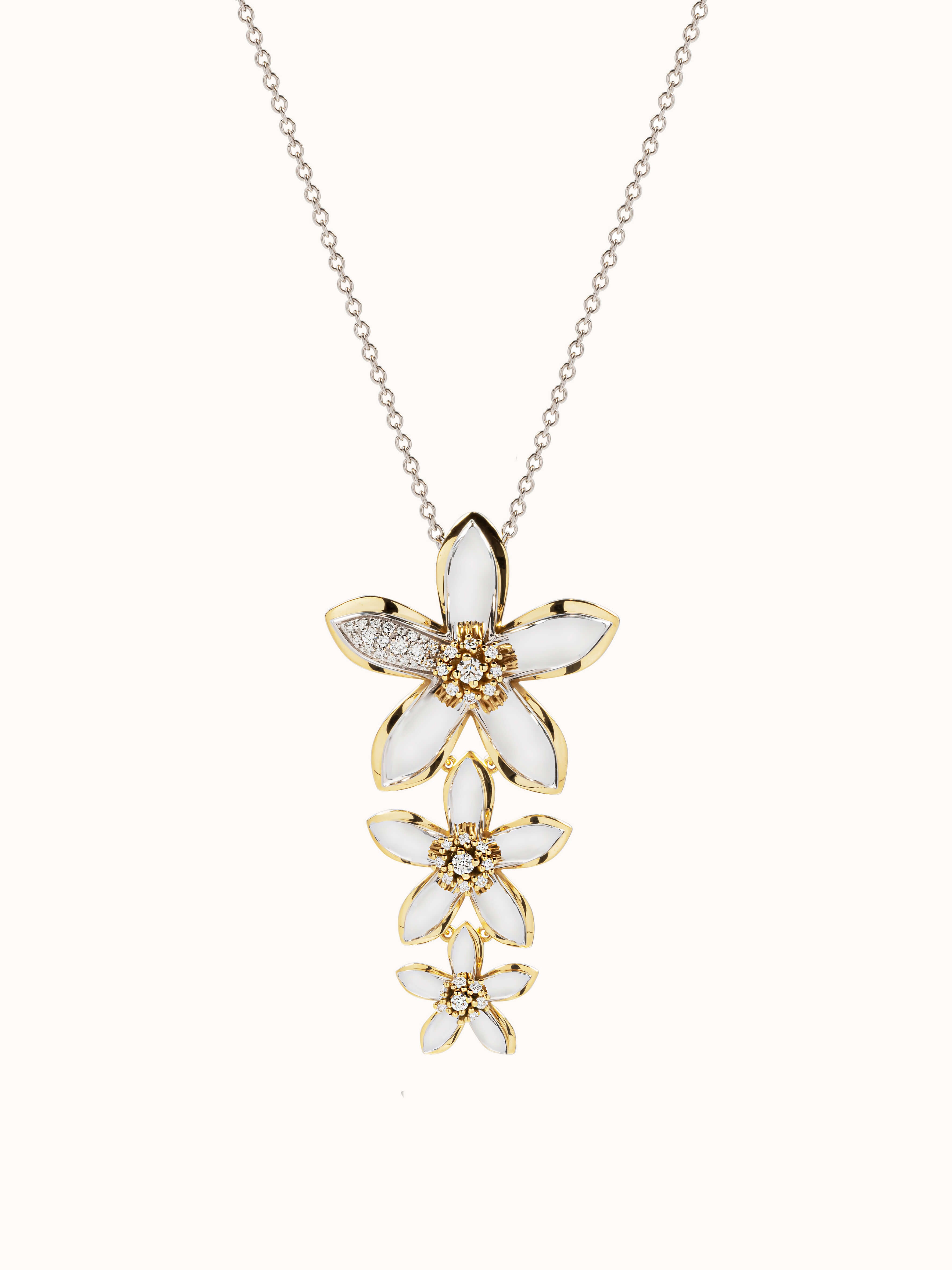 Amalfi 18KT White And Yellow Gold Three Flower Pendant