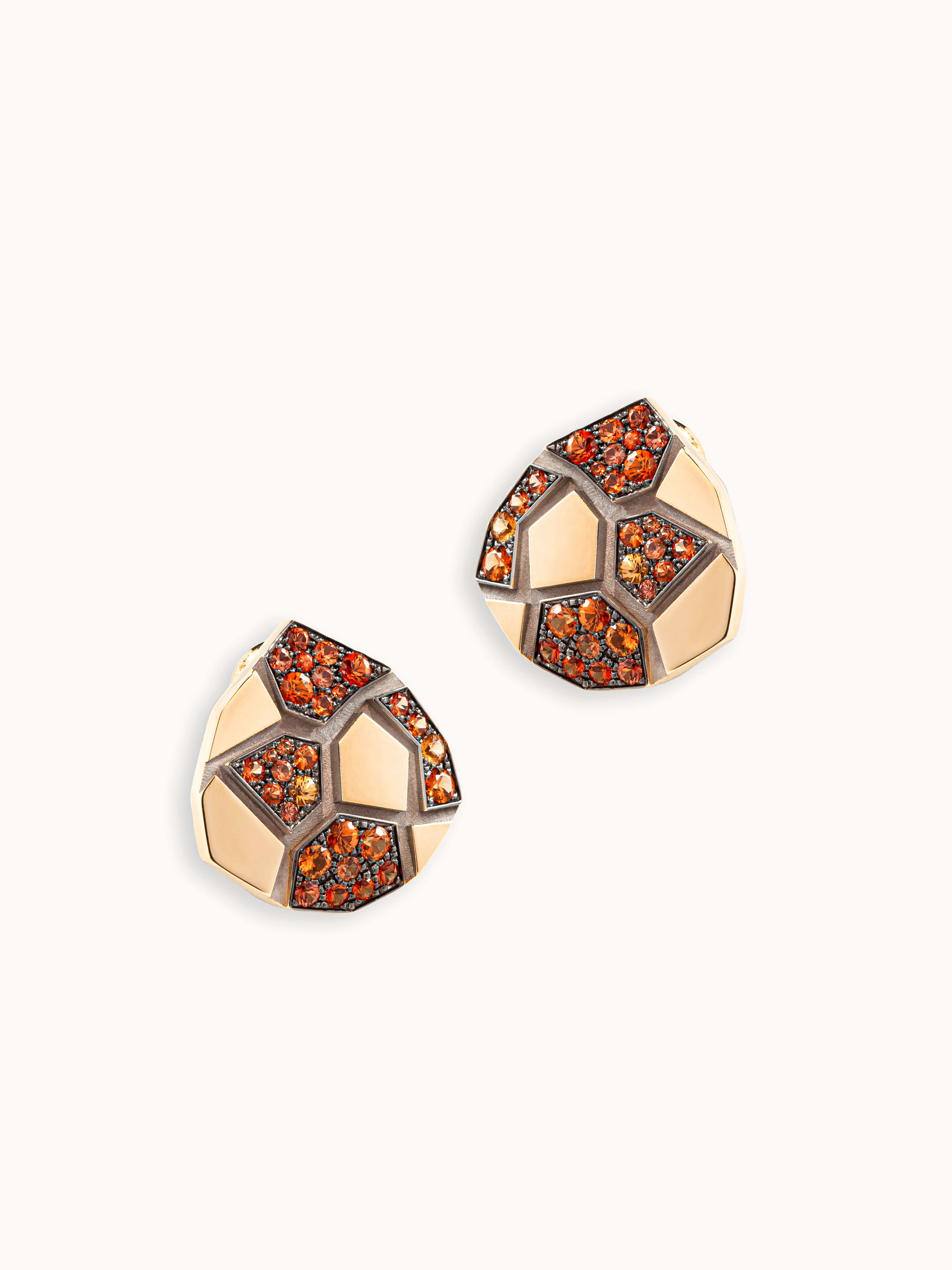 Istinto 18K Yellow Gold Lobe Earrings With Orange Diamonds