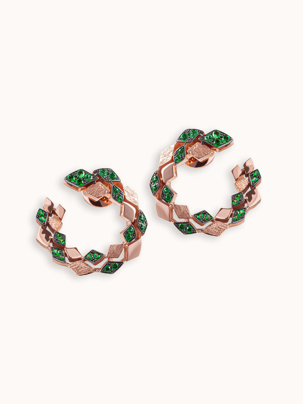 Istinto 18K Rose Gold Hoop Earrings with Tzavorrite